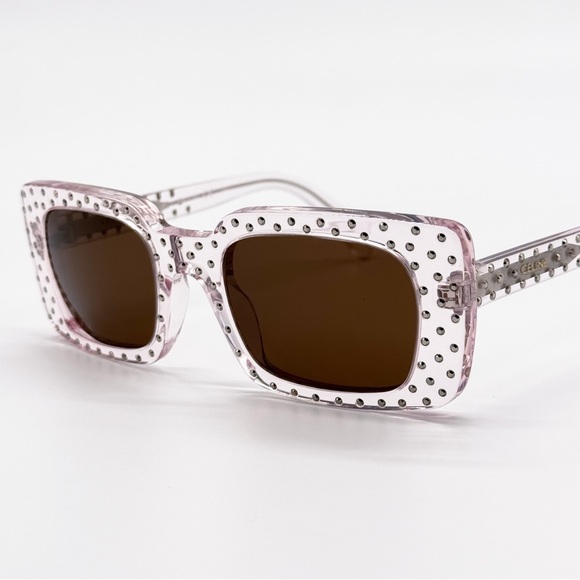 NEW CELINE CL4213IS 27E SUNGLASSES PINK BROWN SQUARE WOMEN CELINE EYEWEAR - Picture 7 of 11